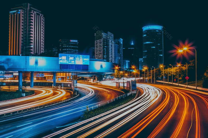 夜晚城市道路车流实拍摄影图,高清,摄影图,摄影图片,图片大全,摄影图免费下载